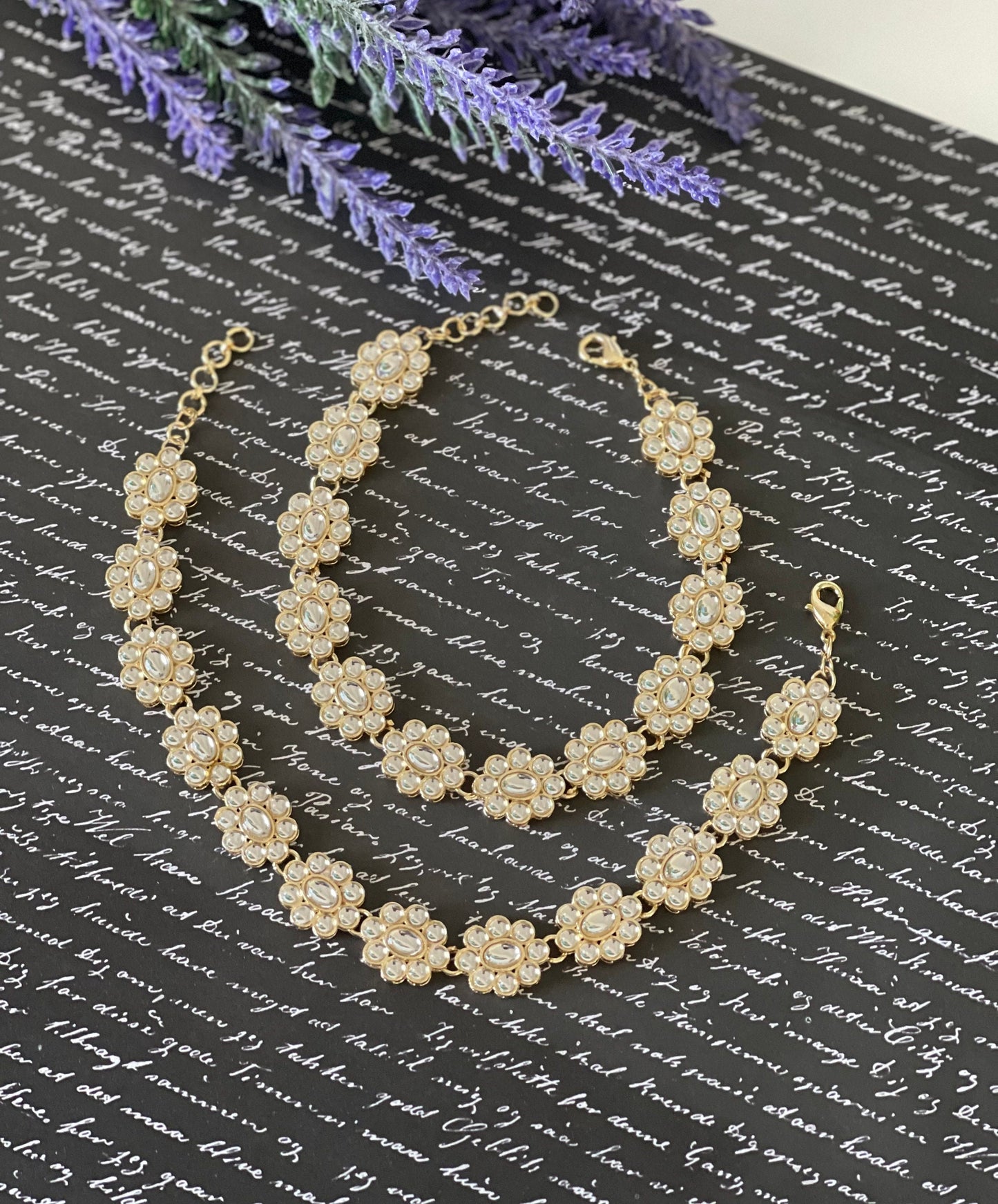 Gold finished Kundan anklets / Payal / Bridal Payal/ Golusu / anklets/ polki Payal /