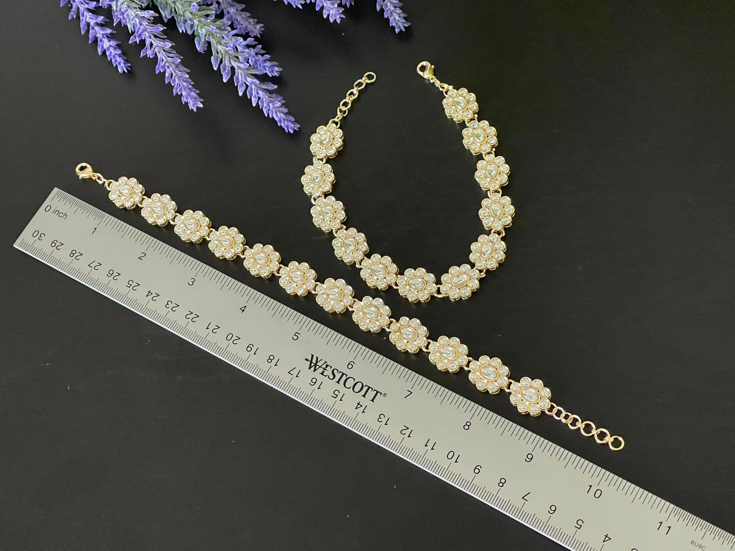 Gold finished Kundan anklets / Payal / Bridal Payal/ Golusu / anklets/ polki Payal /