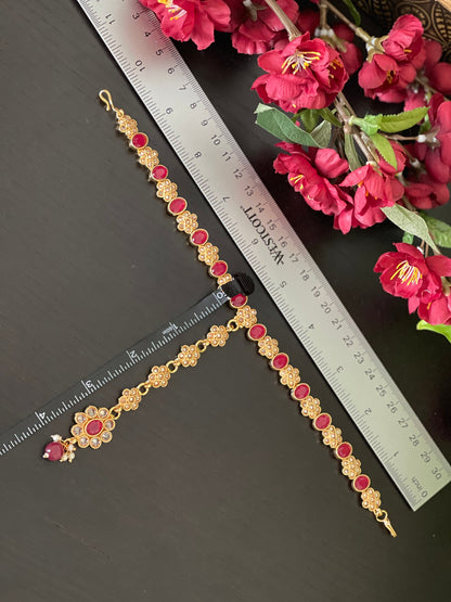 Polki Head band / Sheesh Phool tikka /  Damini / Gold Polki Matha Patti / Bollywood Hair Piece Tikka / Indian Bridal jewelry/