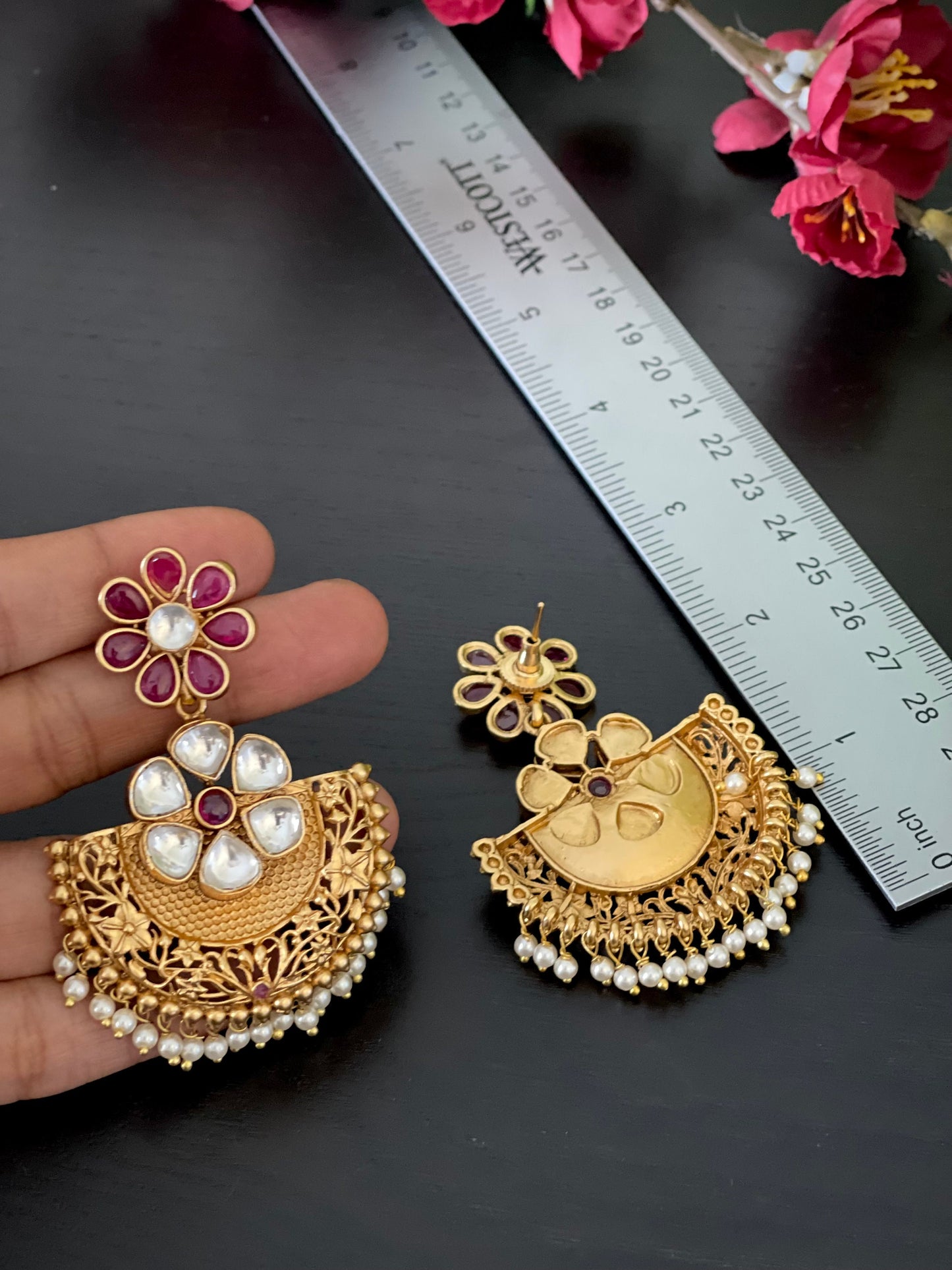 Kundan Ruby Earrings