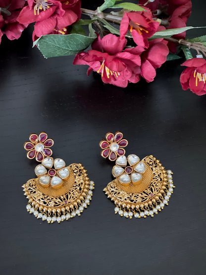 Kundan Ruby Earrings