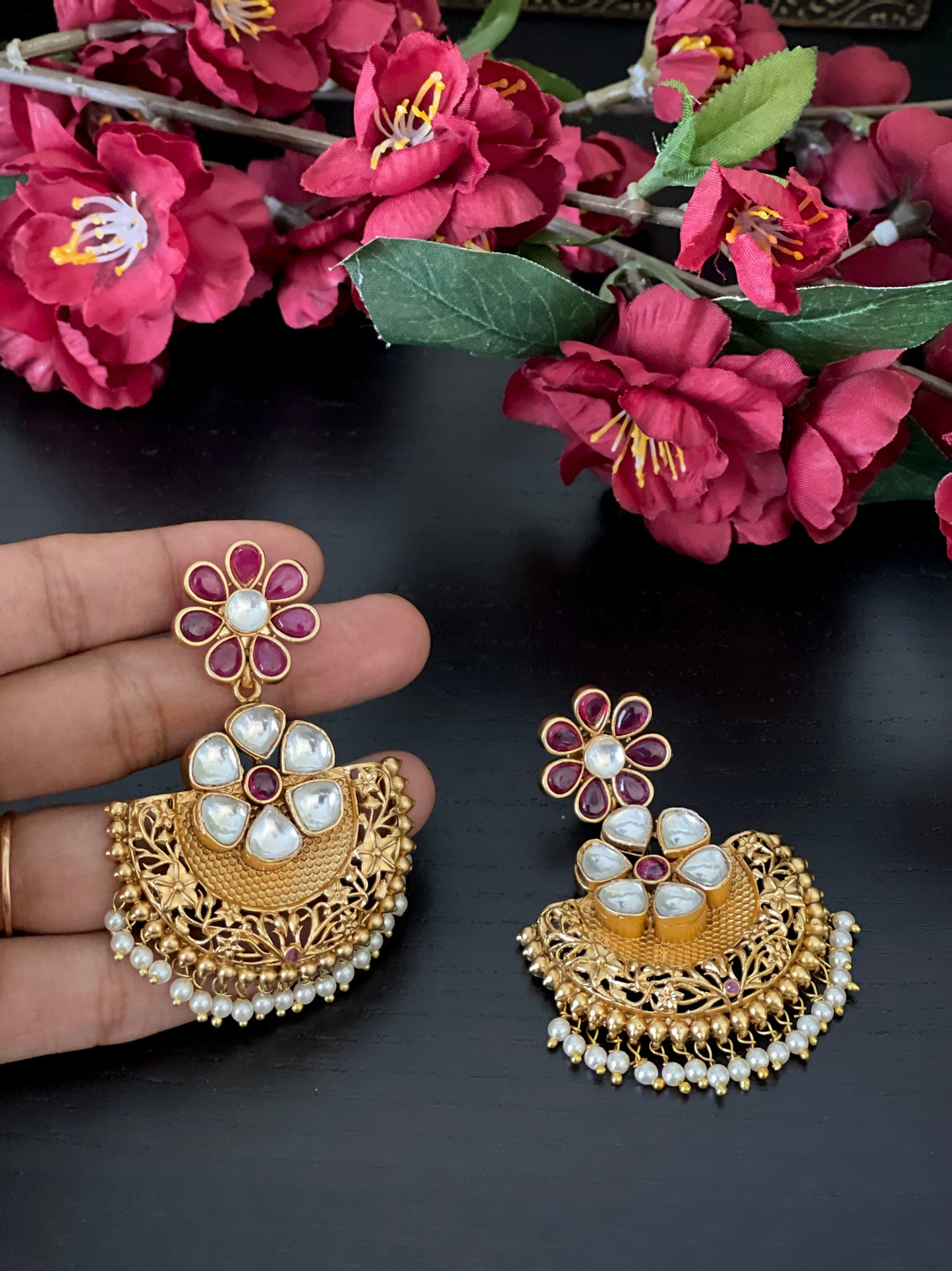 Kundan Ruby Earrings