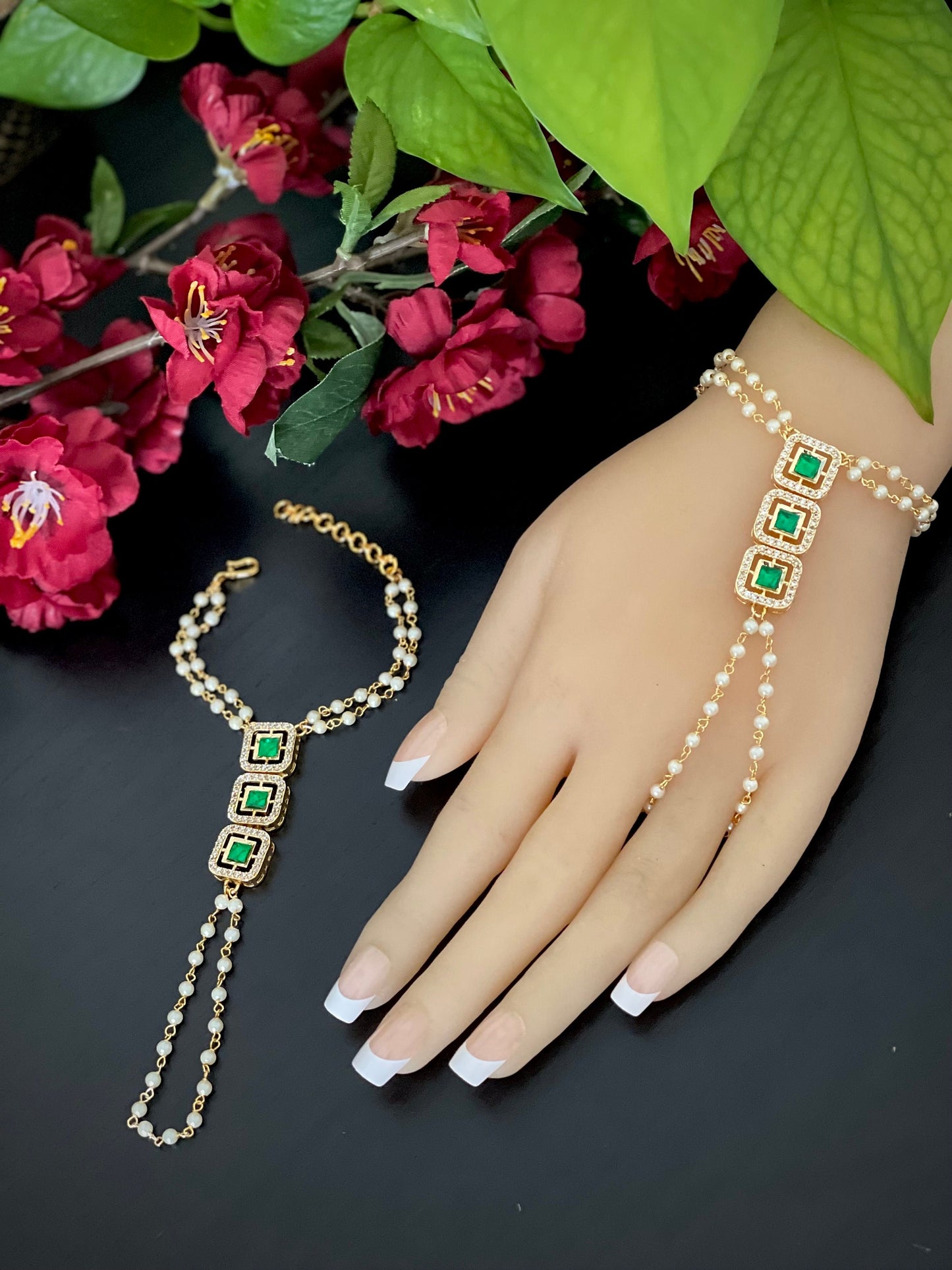 A pair of simple AD bracelet/A Pair of Haathphool / pearl bracelet/ Bracelet/hand harness/ hath panja/Haathphool /bracelet Combo