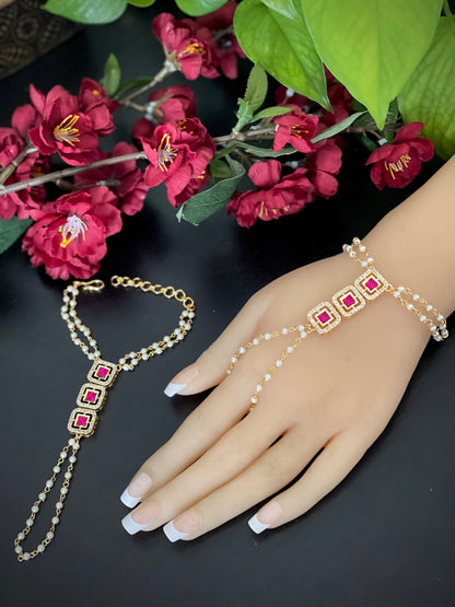 A pair of simple AD bracelet/A Pair of Haathphool / pearl bracelet/ Bracelet/hand harness/ hath panja/Haathphool /bracelet Combo