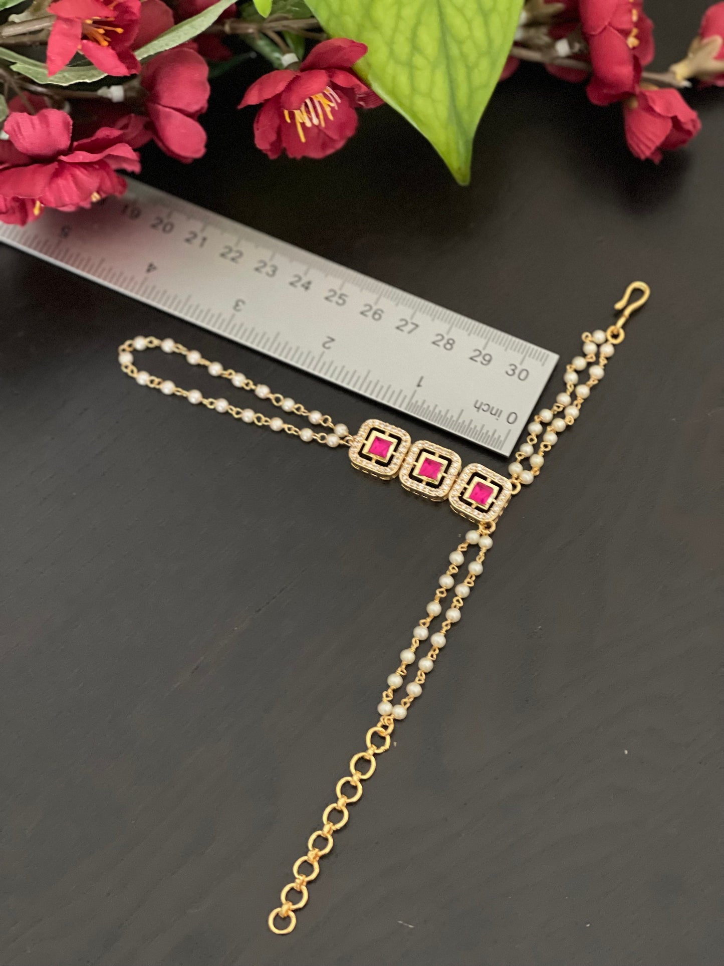 A pair of simple AD bracelet/A Pair of Haathphool / pearl bracelet/ Bracelet/hand harness/ hath panja/Haathphool /bracelet Combo