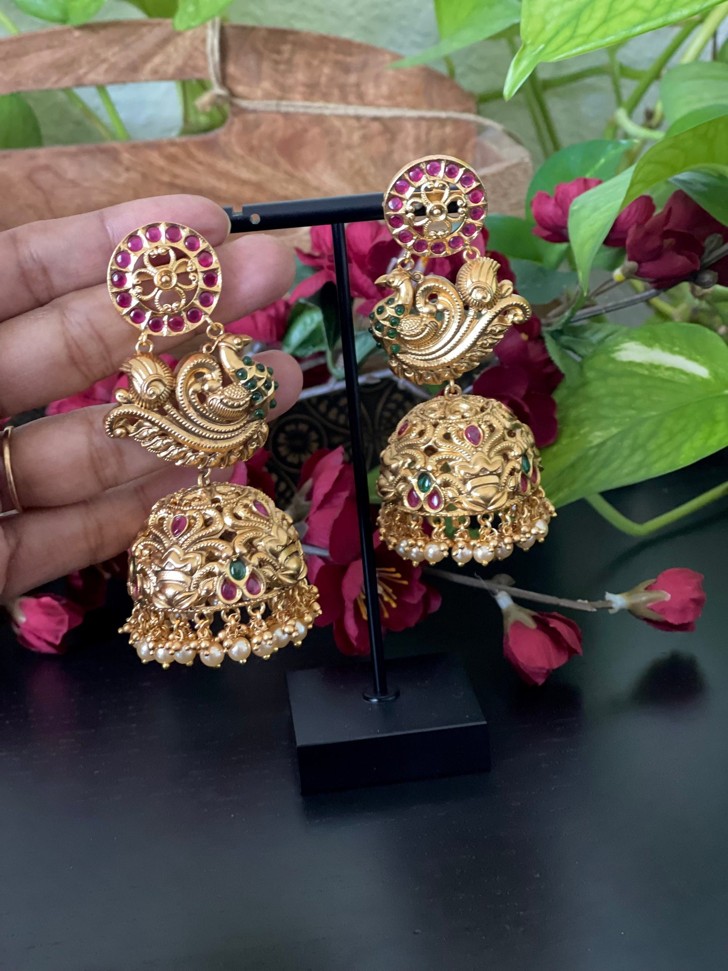 Peacock Kemp Jhumkas