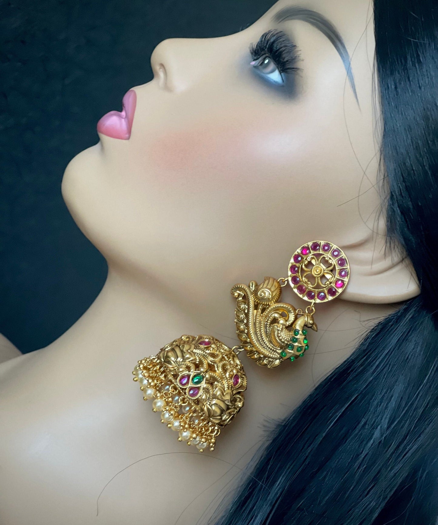 Peacock Kemp Jhumkas