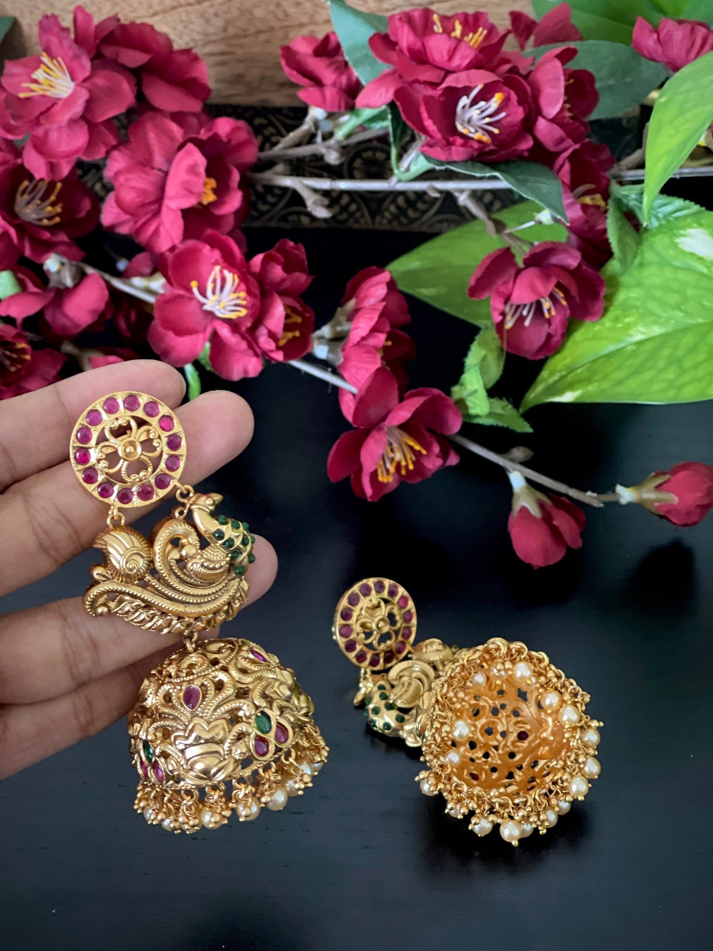 Peacock Kemp Jhumkas