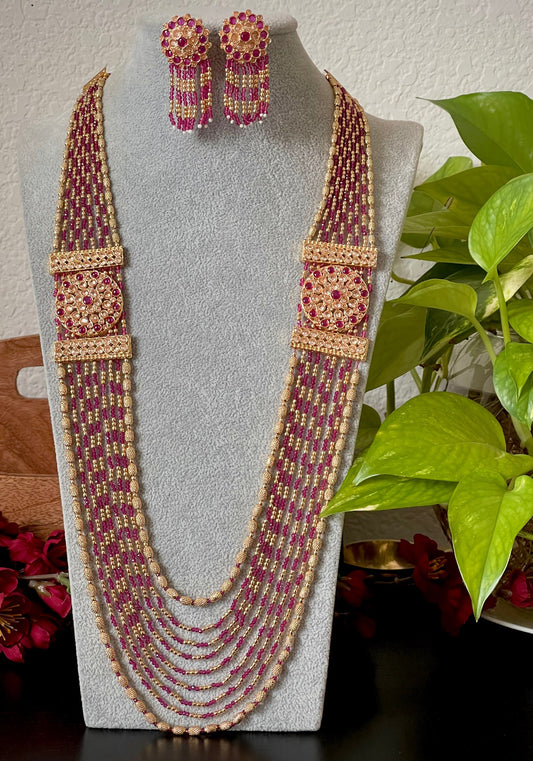 Beaded necklace set, Ruby necklace set